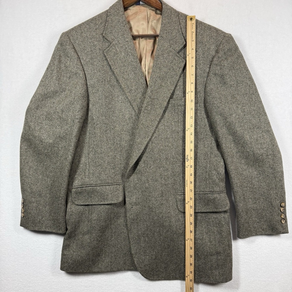 Lands' End Blazer Mens 44L‎ Herringbone Wool Sport Coat USA Made Classic - Picture 11 of 16